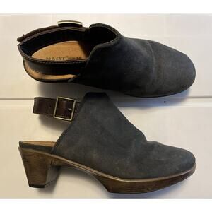 Naot Upgrade Slingback Mule Women’s Size EU 36 Gray Distressed Suede Block Heel
